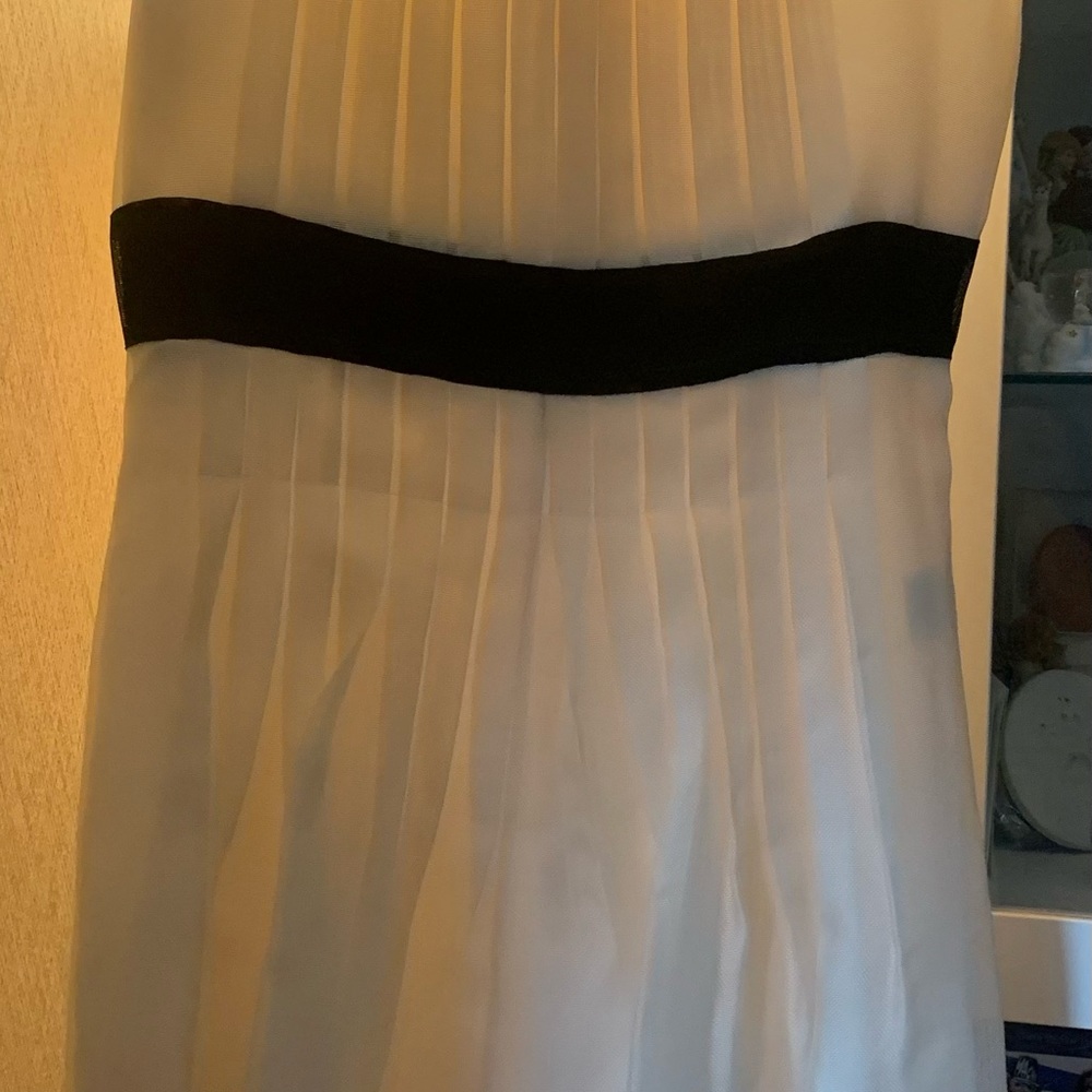 Cream White Dress with Black Band